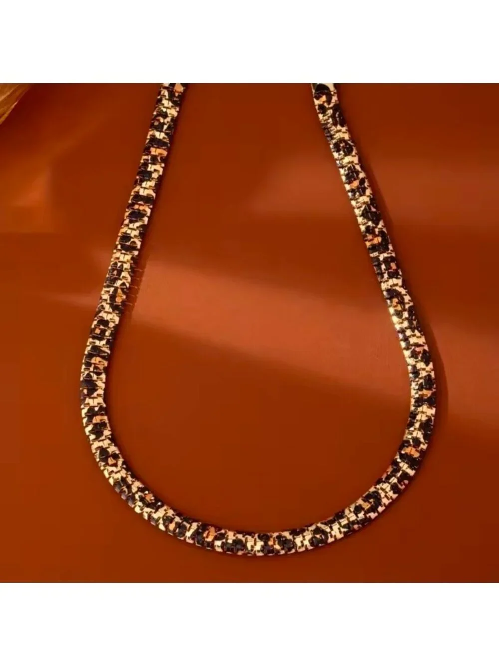 Gold and Black Woven Chain Necklace